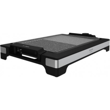 Plancha électrique cecotec tasty&grill 2000 bamboo inox mixstone noir, 2000 w, thermostat réglable