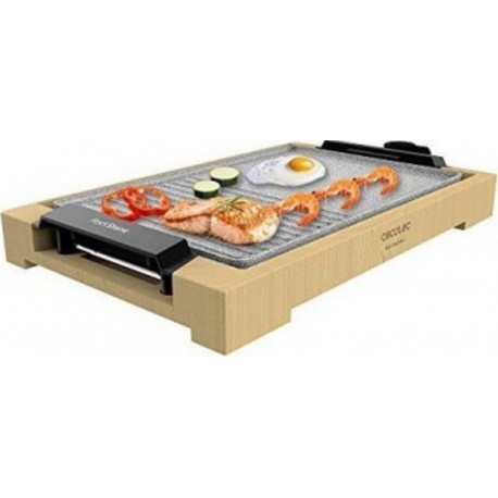 Plancha électrique cecotec tasty&grill 2000 bamboo mixstone bois, 2000 w, thermostat réglable