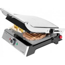 Gril électrique cecotec rock'ngrill pro acier, 2000 w, plaques amovibles