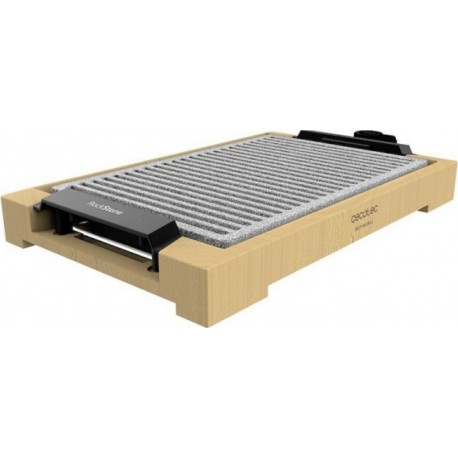 Plancha électrique cecotec tasty&grill 2000 bamboo linestone bois, 2000 w, thermostat réglable