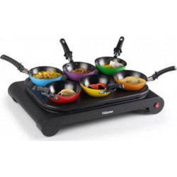 Tristar set de 6 woks colorés plaque chauffante et crepes