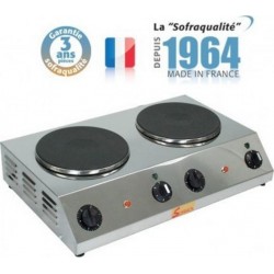 Réchaud electrique professionnel - 2 plaques - diamètre 220 mm - sofraca