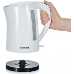 Severin wk3494 bouilloire pratique 1,5 l, ébullition rapide, arret automatique, ouverture xxl, range câble, socle 360°, blanc SE