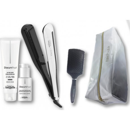 L'oréal professionnel steampod 3.0 lisseur + lait cheveux fins 150 ml+ sérum 50 ml + trousse de rangement + brosse