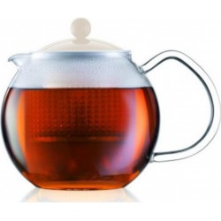 Bodum théiere a piston avec anse, couvercle et filtre assam 0,5 l blanc creme et transparent BOD0699965297800