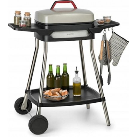 Klarstein gatsby grill électrique 2000W - table d'appoint - 4 pieds acier inox -nettoyage facile - beige & noir FRY2-GatsbyG-GR