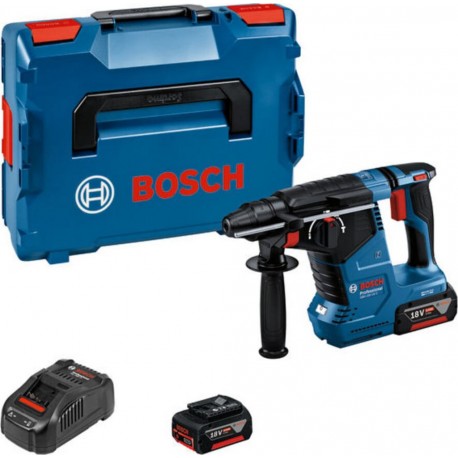 Bosch Marteau perforateur sans fil avec SDS plus GBH 18V-24 C, 2 batteries, chargeur rapide et L-BOXX