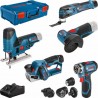Bosch Lot de 5 outils 12V : GSR + GOP + GHO + GWS + GST + 3x GBA + GAL + XL-BOXX