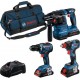 Bosch Combo Kit 3 pièces 18V : GSR 18V-55/GDX 18V-200/GBH 18V-22, 3xbatterie, chargeur rapide
