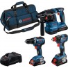 Bosch Combo Kit 3 pièces 18V : GSR 18V-55/GDX 18V-200/GBH 18V-22, 3xbatterie, chargeur rapide