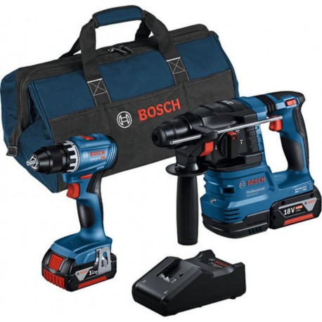 Bosch Kit Combo 2 pièces 18V : GSR 18V-45 + GBH 18V-22 + 2xbatterie 4.0Ah, chargeur rapide