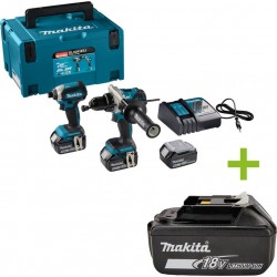 Makita DLX2418TJ - DHP486 Perceuse à percussion sans fil + DTD153 Visseuse à percussion sans fil 18 Volt 3x 5.0 Ah Li-ion