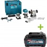 Makita RT001GZ15 Défonceuse de plans et de chants 40V Max sans batteries et chargeur avec accessoires et adaptateur de rail de g