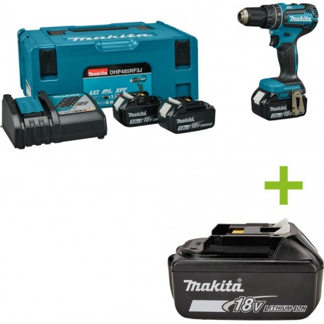 Makita DHP485RF3J Perceuse-visseuse à percussion 18V 3x3.0Ah Li-ion en boîte MB