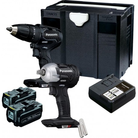 Panasonic EYC242LJ2G Ensemble combiné perceuse sans fil EY79A3 et clé à chocs EY75A8 sans balai 18 Volts 5.0 Ah Li-ion dans Syst