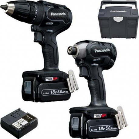 Panasonic EYC241LJ2G Ensemble combiné perceuse sans fil EY79A3 et clé à chocs EY76A1 18 Volts 5.0 Ah Li-ion dans Systainer