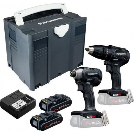 Panasonic EYC241PN2G Combo Set Perceuse sans fil EY79A3 et Clé à chocs EY76A1 18 Volts 3.0 Ah Li-ion dans Systainer