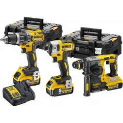 DeWalt DCK368P3T-QW DCK372M3T Set DCH133 Marteau + DCD777 Perceuse sans fil + Clé à chocs DCF787 18 Volts 3x4.0AH Li-ion