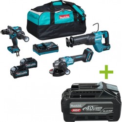 Makita DK0159G301 Ensemble combiné - DF001G Perceuse sans fil JR001G Scie à guichet GA005 Meuleuse 40V max 4.0Ah Li-Ion