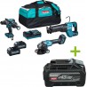 Makita DK0159G301 Ensemble combiné - DF001G Perceuse sans fil JR001G Scie à guichet GA005 Meuleuse 40V max 4.0Ah Li-Ion