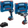 Bosch Bleu 0615990N2W Perceuse sans fil GSR 18V-110 + clé à chocs GDR 18V-210 C 18 Volt 5.0 AH Li-Ion en L-BOXX