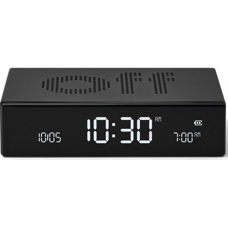 Lexon Réveil Flip Premium Rechargeable Aluminium Noir